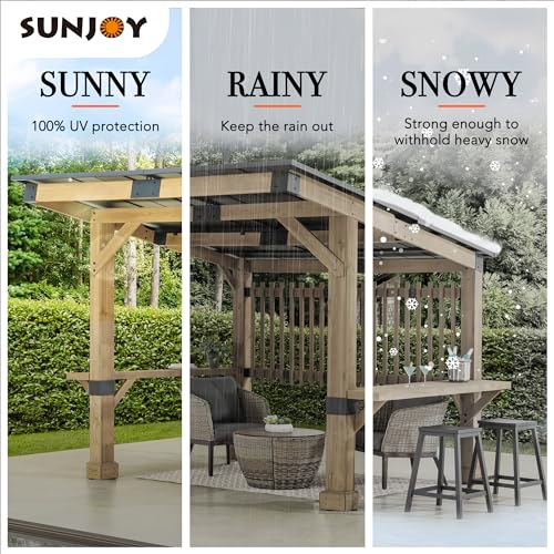 SummerCove Sunjoy Wooden Grill Gazebo 10 ft. x 11 ft. Cedar Frame with Matte Black Aluminum Hardtop