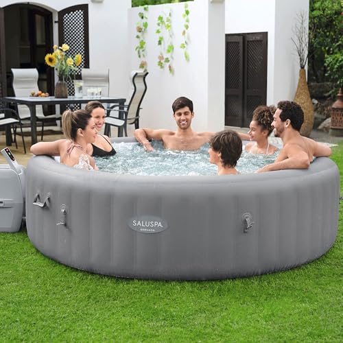Bestway SaluSpa Grenada AirJet Inflatable Hot Tub with Non-Slip Seats and Padded Headrests, Gray