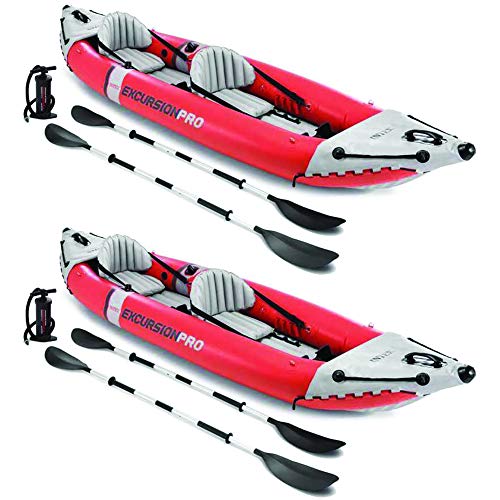 Intex Excursion Pro Inflatable 2 Person Kayak with Oars and Air Pump Red