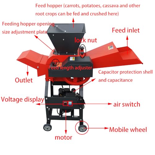 Banfluxion 220V 6-Blade Hay Cutter Pulverizer Red
