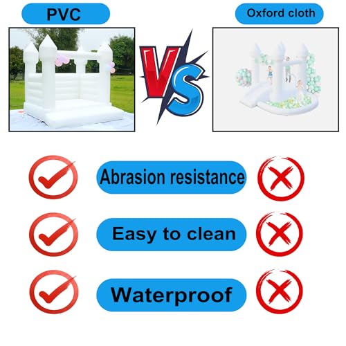 Blatesic Inflatable White Bounce House with Blower 10ft PVC Bouncy Castle