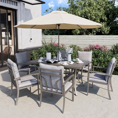 6-Piece Outdoor Patio Dining Chairs with Cushions Grey