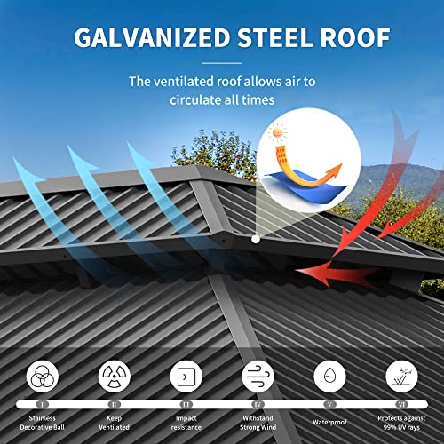 Greesum 12'x16' Hardtop Metal Gazebo Black
