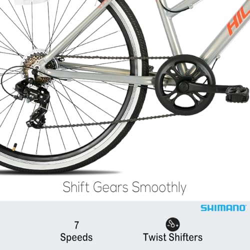 HH HILAND Hiland Hybrid Bike Shimano Drivetrain 7 Speeds 700C Wheels Silver