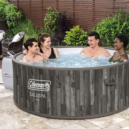 Coleman SaluSpa Sicily AirJet Hot Tub with 180 Jets & 6 Bestway Non-Slip Seats Gray