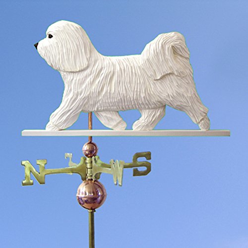 Havanese Hand Carved & Painted Weathervane 32 Inch White