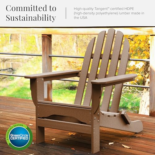 DuroGreen Adirondack Chairs Set of 4 Oversized All-Weather Tangentwood Teak