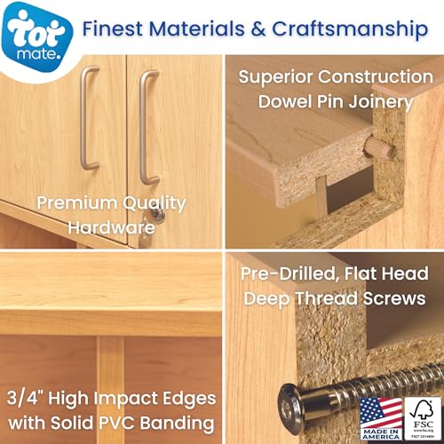 Tot Mate 3-Shelf Mobile Wooden Bookshelf Maple