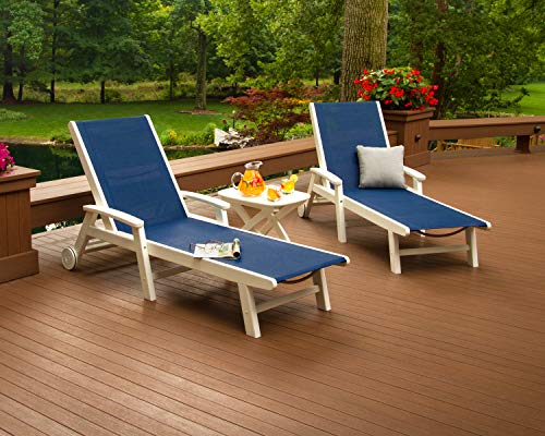 Polywood Coastal Chaise Set White/White Sling