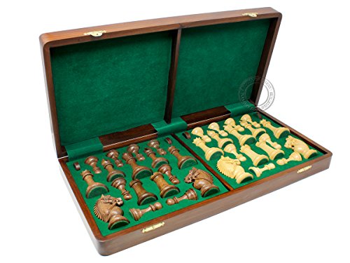House of Chess Rio Staunton Acacia Wood Chess Set 21" Bronze