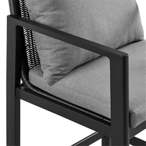 Armen Living Cayman Outdoor Patio 5-Piece Aluminum Bar Set Black