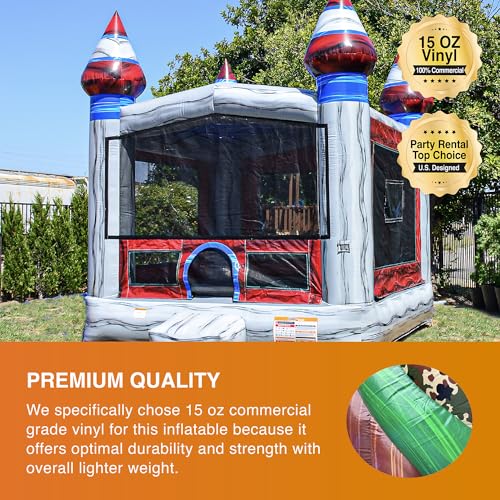 JumpOrange Titanium Commercial Inflatable Bounce House with Blower Grey
