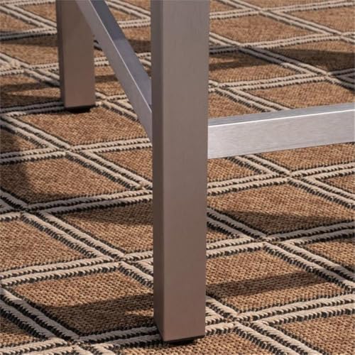 Noble House Cape Coral Outdoor 5 Piece Glass Top Aluminum Bar Set Grey