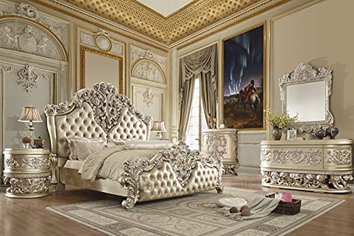 Acme Vatican Champagne Silver Wood Nightstand