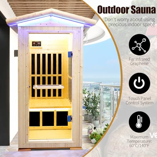 HAOYAYA Outdoor Far Infrared Sauna 1 Person Natural
