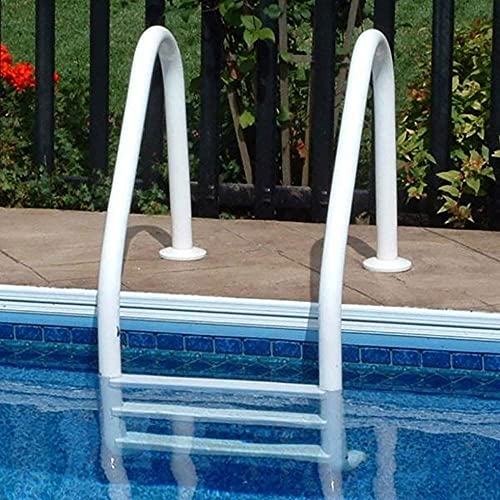 SAFTRON 3 Step High Impact Polymer Pool Ladder with Surface Mounting Base 2 Pack White