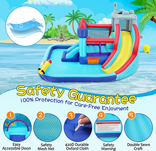 Wesoky 10-in-1 Inflatable Bounce House Water Slide with Blower