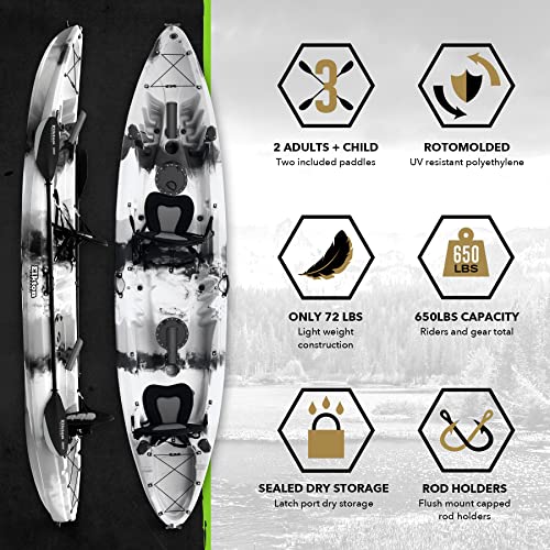 Elkton Outdoors Hard Shell Fishing Tandem Kayak Grey