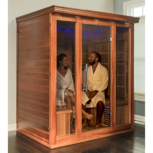 Blue Wave Radiant Saunas BSA1315 Cedar Elite 3-4 Person Infrared Sauna Wood