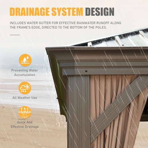 LOPOO Outdoor Living Hardtop Gazebo Brown