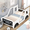 Winwee Twin Car-Shaped Platform Bed Frame with Wheels, White