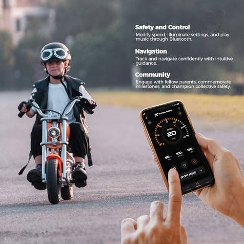 HYPER GOGO Cruiser 12 Deluxe Kids Electric Motorbike with App and Music Player Pine