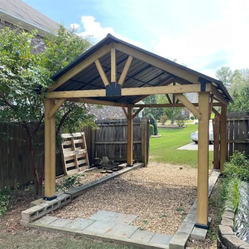 Domi Outdoor Living 12’x14’ Hardtop Aluminum Gazebo with Galvanized Steel Roof Wood Grain