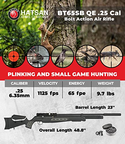 Hatsan BT65SB QE .25 Caliber PCP Bolt Action Air Rifle Bundle with 150 Pellets and Wearable4U Cloth Black