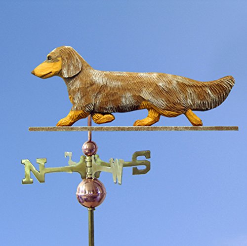 Dachshund Hand Carved & Painted Weathervane Red Long Hair 22 Inch