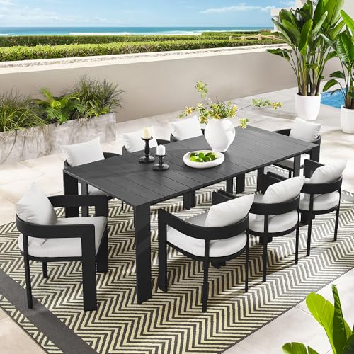 Modway Tahoe 9-Piece Outdoor Patio Dining Set Gray White