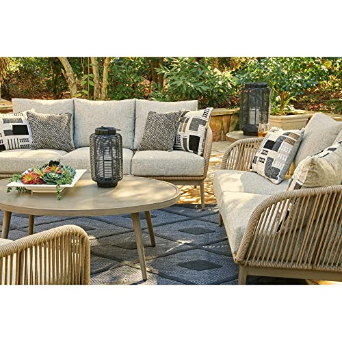Signature Design by Ashley Swiss Valley Bohemian Outdoor Loveseat with Cushion Light Brown