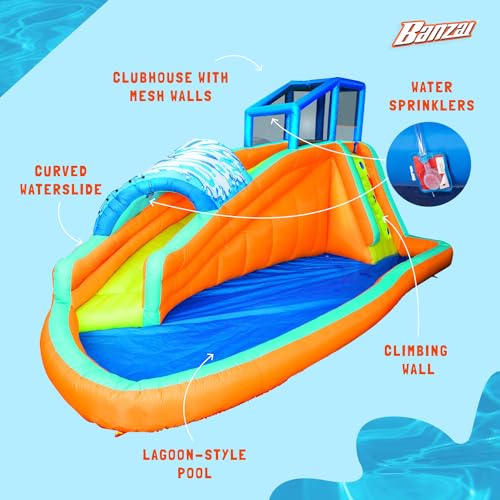BANZAI Surf Rider Large Inflatable Water Slide Park Blue
