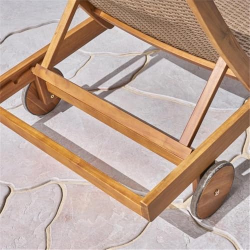 Noble House Banzai Outdoor Wicker and Wood Chaise Lounge Set of 4 Brown