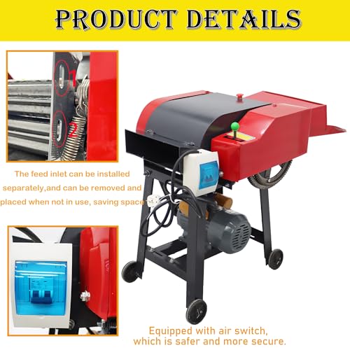 HQHAOTWU 6-Blade Hay Cutter Pulverizer Grass Silage Machine Red