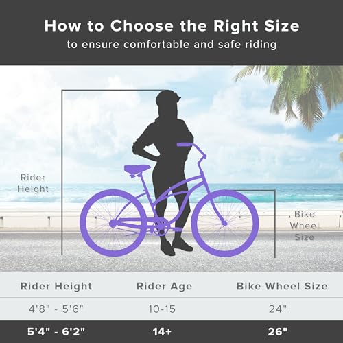 Firmstrong Urban Women's Beach Cruiser Bike 3 Speed 26 Inch Purple w/ Black Seat/Grips
