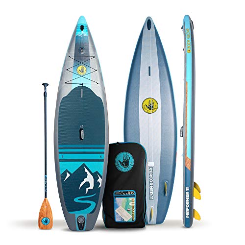 Body Glove Performer 11 Inflatable Stand Up Paddle Board Package Silver/Charcoal