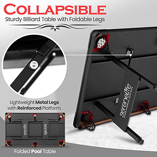 SereneLife Portable Pool Table Red