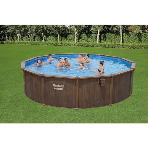 Bestway Hydrium 18' x 52" Steel Wall Above Ground Swimming Pool Set Brown