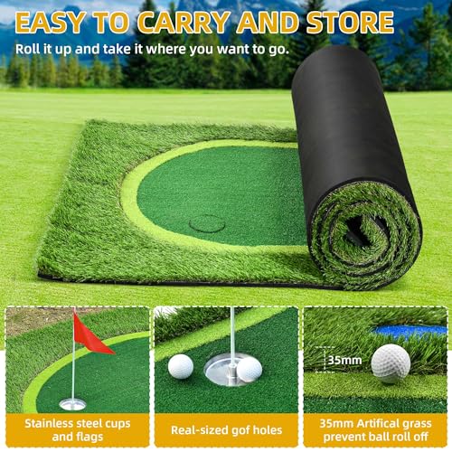 DWVO Golf Putting Green 5X12ft Large Professional Training Mat Green