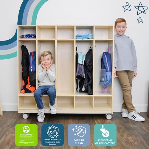 Angeles Mobile 5-Section Locker with Shoe Storage Wooden