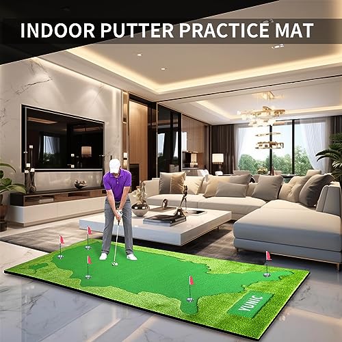 YUNIC Golf Putting Green Premium Nylon Golf Training Putting Mat Green