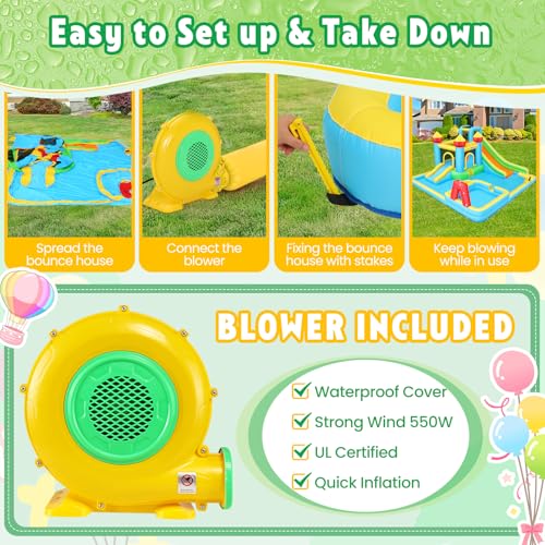 AKEYDIY Inflatable Bounce House Water Slide Bright Color