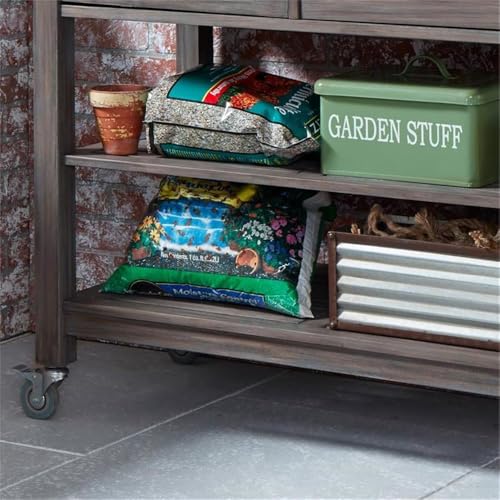 Afuera Living Traditional Wood Potting Bench with Steel Top Grey