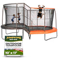 JumpKing 10'x17' Oval Trampoline with Basketball Hoop & Toss Game Black/Orange