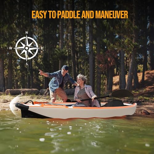 Bonnlo Inflatable Foldable Kayak with Seats and Pump Gray/Orange