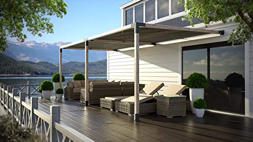 TOJAGRID Double Wall Mount Pergola Kit with 2 Shade Sails for 4x4 Wood Posts Black