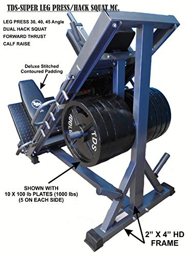 TDS 4-Way Hip Sled Leg Press HACK Squat Calf Raise DLX Pads Grey & Black