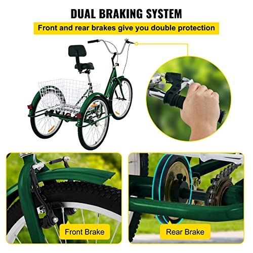 Bkisy Adult Tricycle 24'' 1-Speed Green