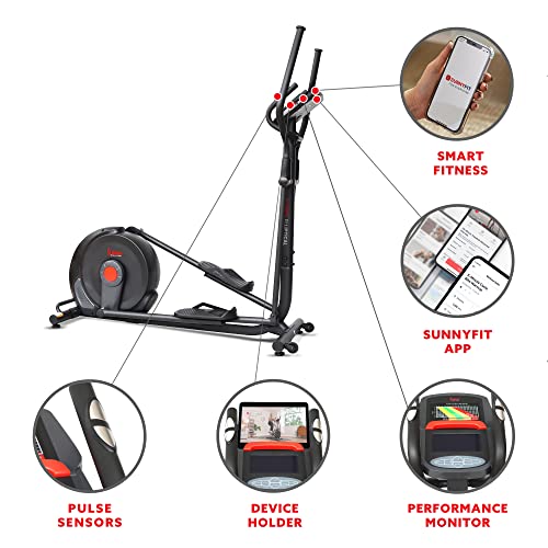 Sunny Health & Fitness Power Stride SMART Elliptical Trainer Black