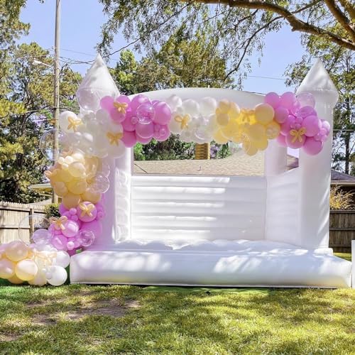 Hmtaolife Inflatable White Bounce House with Air Blower
